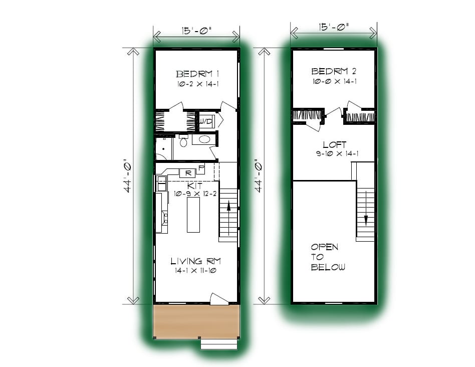 two story shotgun house floor plan
