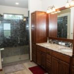 tile features in master bathroom modular home