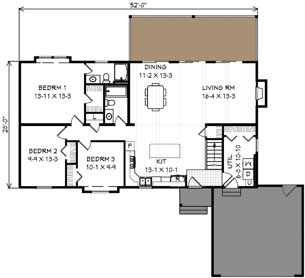 one story floor plan ranch